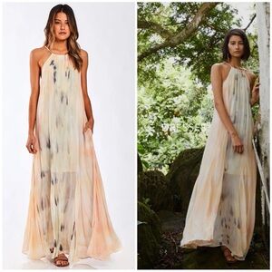 Young Fabulous & Broke Elie Trapeze Dress. Tie dye maxi halter.